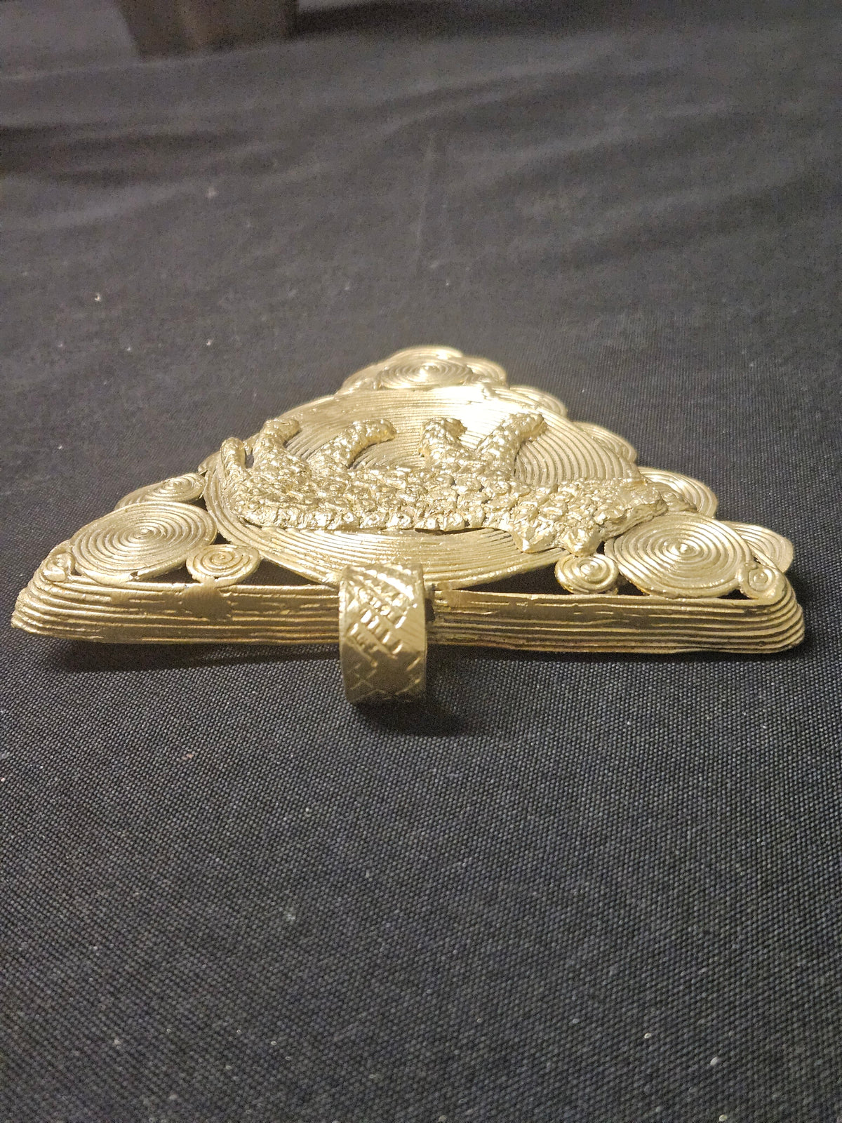 African Brass Tiger Pendant with Adinkrahene Symbol – Ghana
