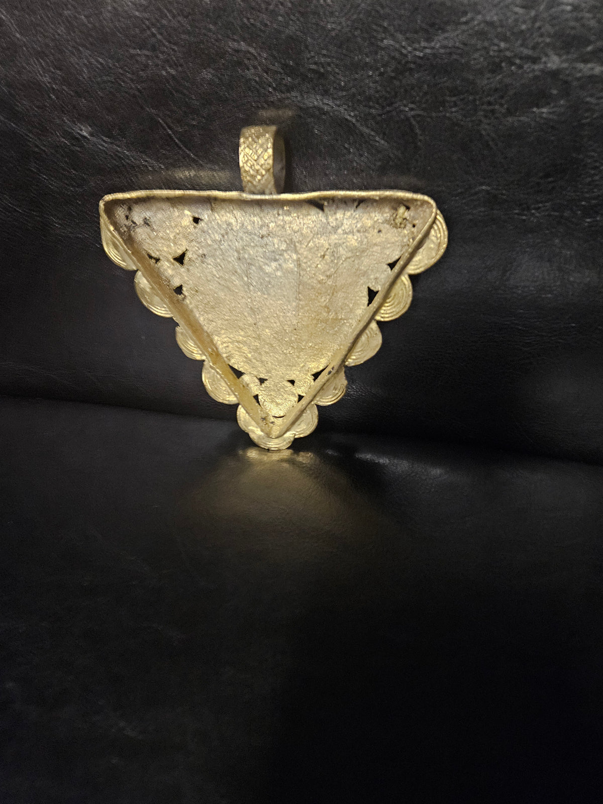 African Brass Tiger Pendant with Adinkrahene Symbol – Ghana