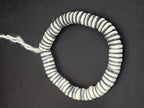Handmade Ivory & Charcoal Krobo Glass Spacer Beads, African Recycled Glass Beads, Ghana Jewelry Making Supplies
