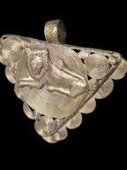 African Brass Lion Pendant with Adinkrahene Symbol – Ghana