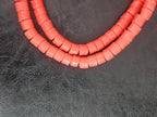 Burnt Terracotta Small Cube Tube Krobo Powdered Glass Beads | Ghana Recycled Glass | 77–78 Beads