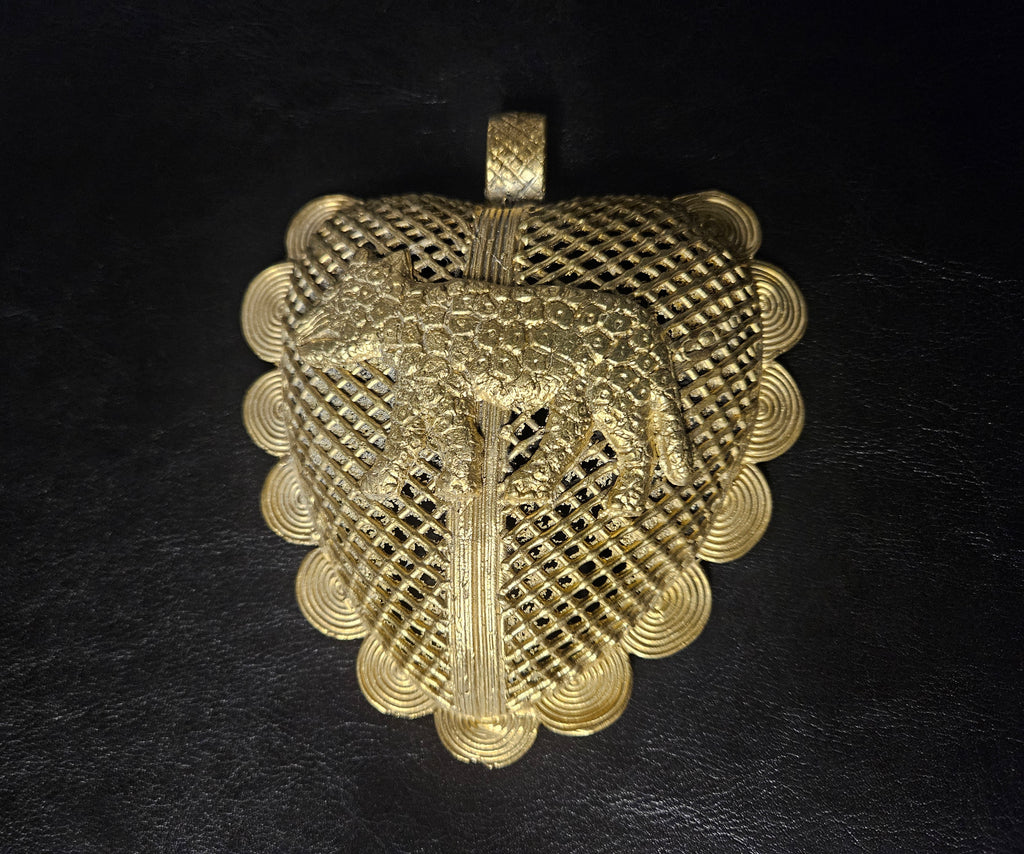 Large Ghana Brass Tiger Statement Pendant – Adinkrahene Design