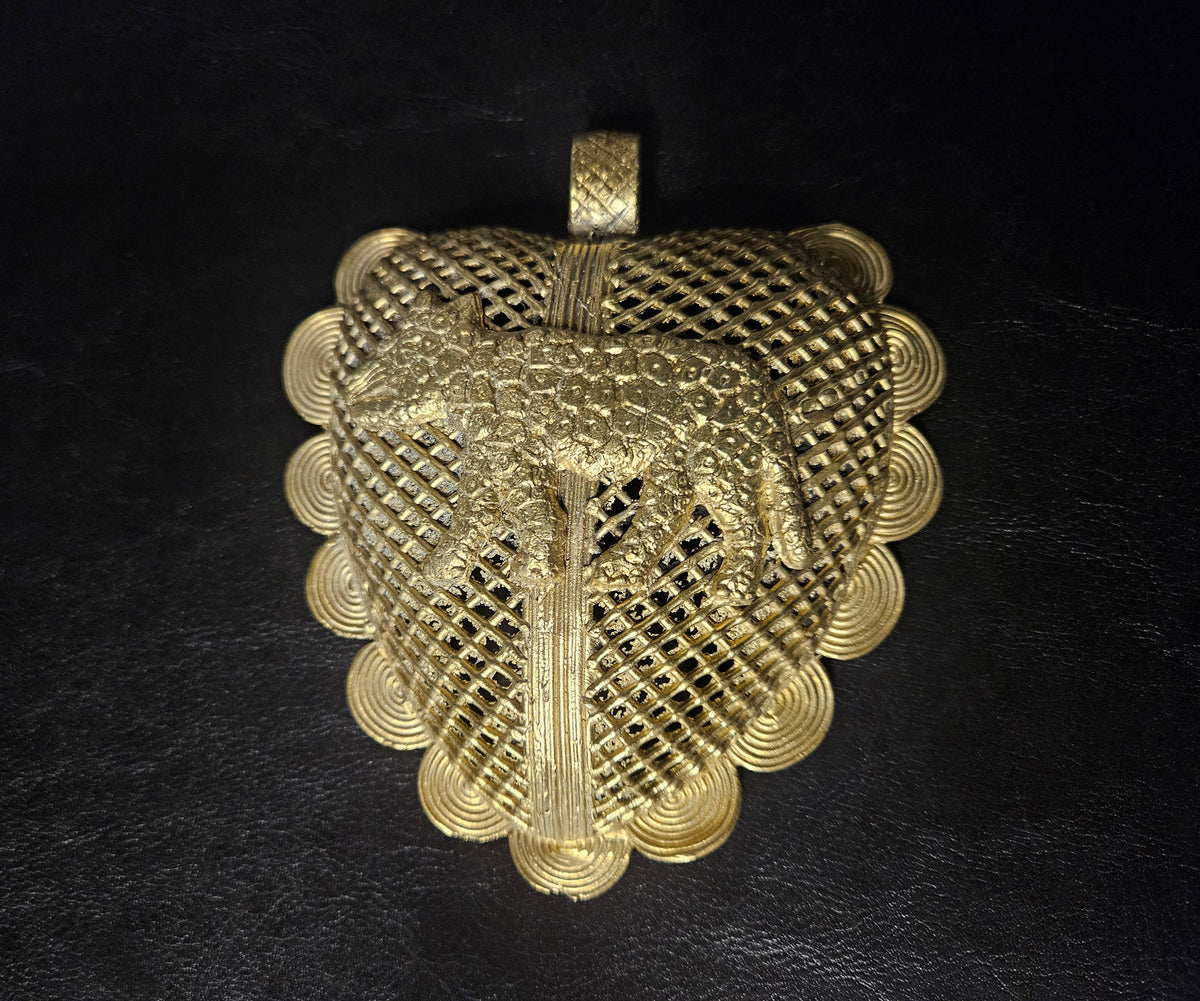Large Ghana Brass Tiger Statement Pendant – Adinkrahene Design