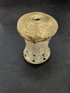 Oversized Ashanti Brass Talking Drum Bead — Spiral Medallion Openwork