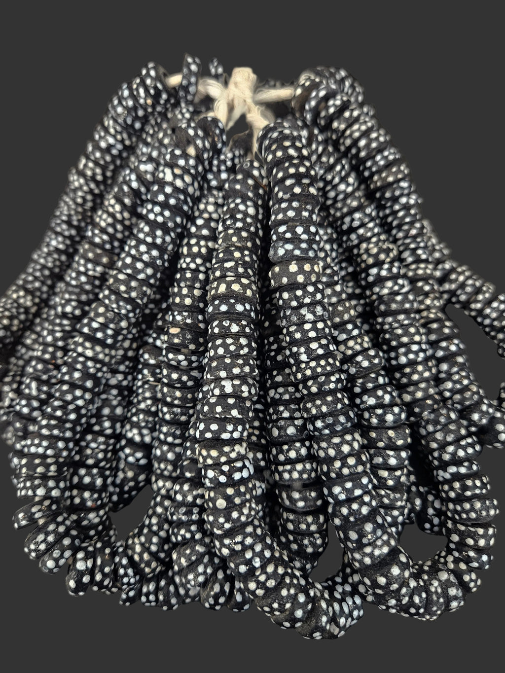 African Glass Beads – Painted Krobo Short Tubes, Black & White Krobo Beads