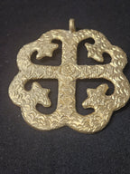 Large Handcrafted Onyame Dua African Brass Pendant | Authentic Ghana Adinkra Symbol