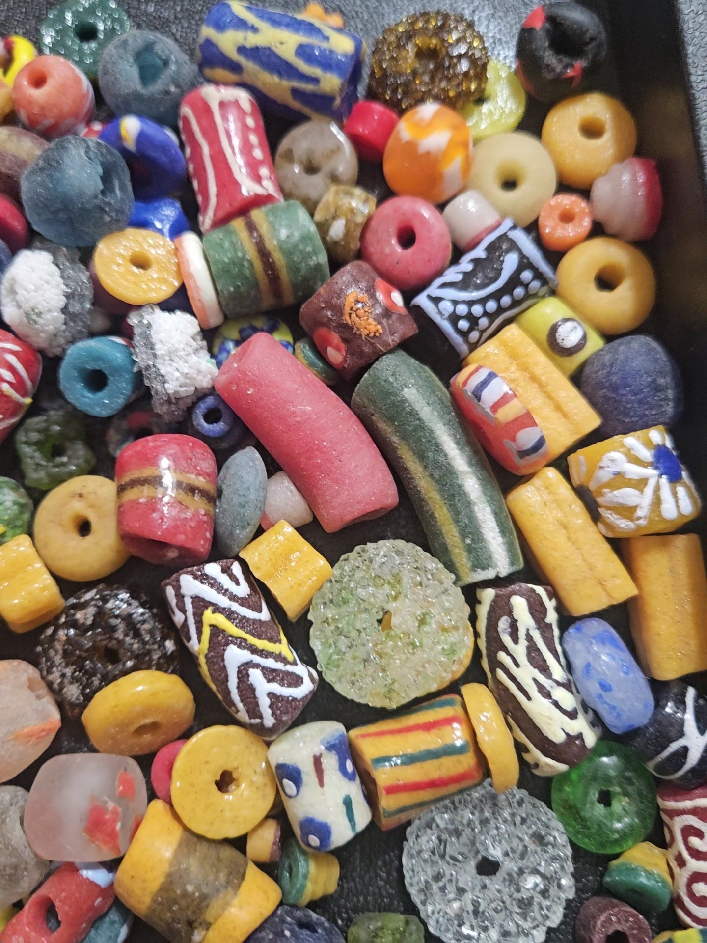 Ghana Krobo Beads – 1 Cup Assorted African Recycled Glass Beads for Jewelry Making & DIY (160+ Beads, 1lb)
