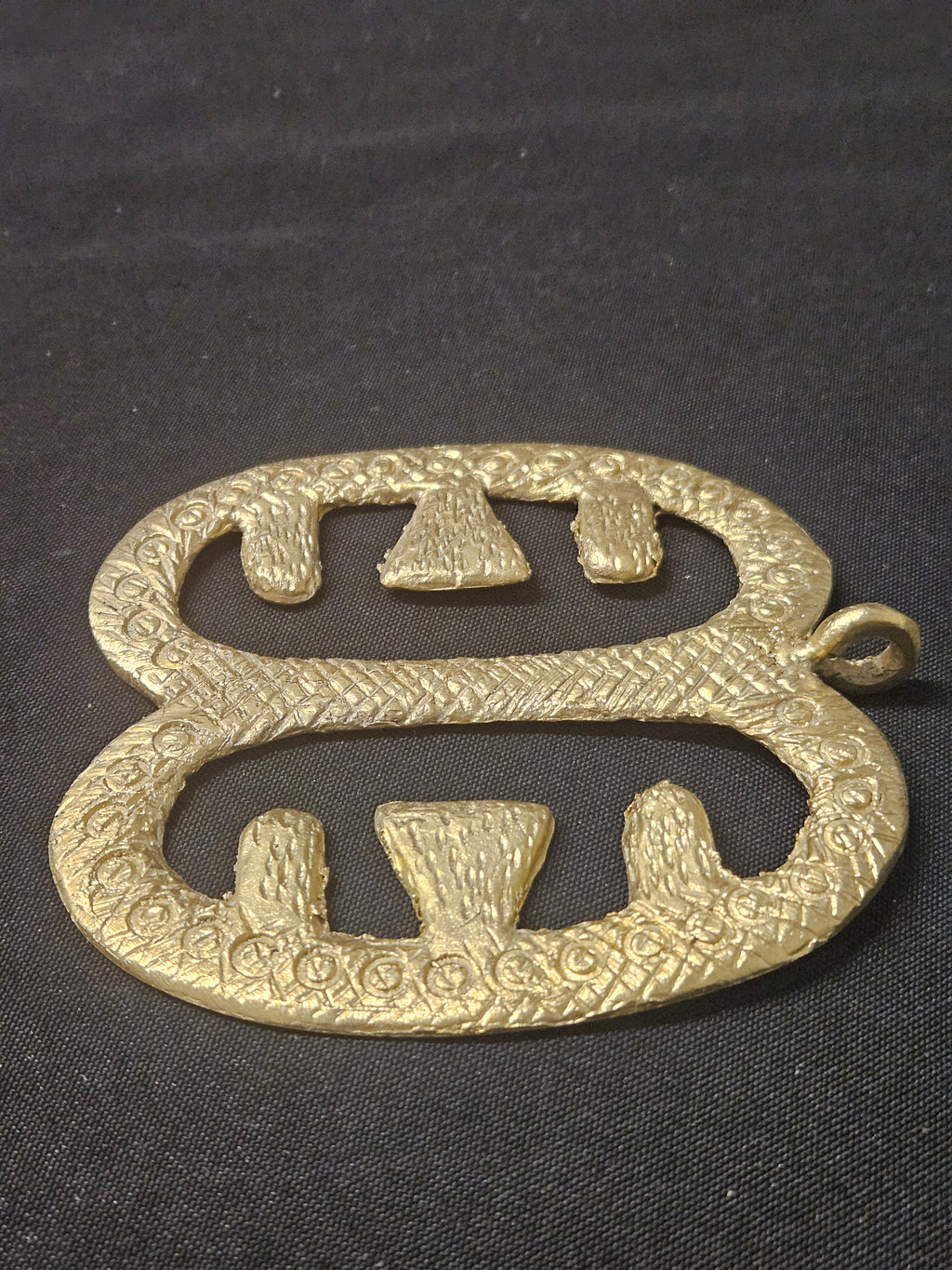 Large Handcrafted Ese Ne Tekrema African Brass Pendant | Authentic Ghana Adinkra Symbol