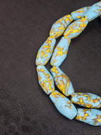 Sky Blue & Golden Fusion Krobo Recycled Glass Beads | Handmade African Statement Beads from Ghana