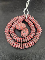 African Glass Bead Bundle – Coral Krobo Rondelles + Bicone Focal Beads