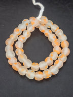 Authentic African Beads from Ghana | Orange Speckled Translucent Krobo Recycled Glass Beads | Handmade 12–14mm