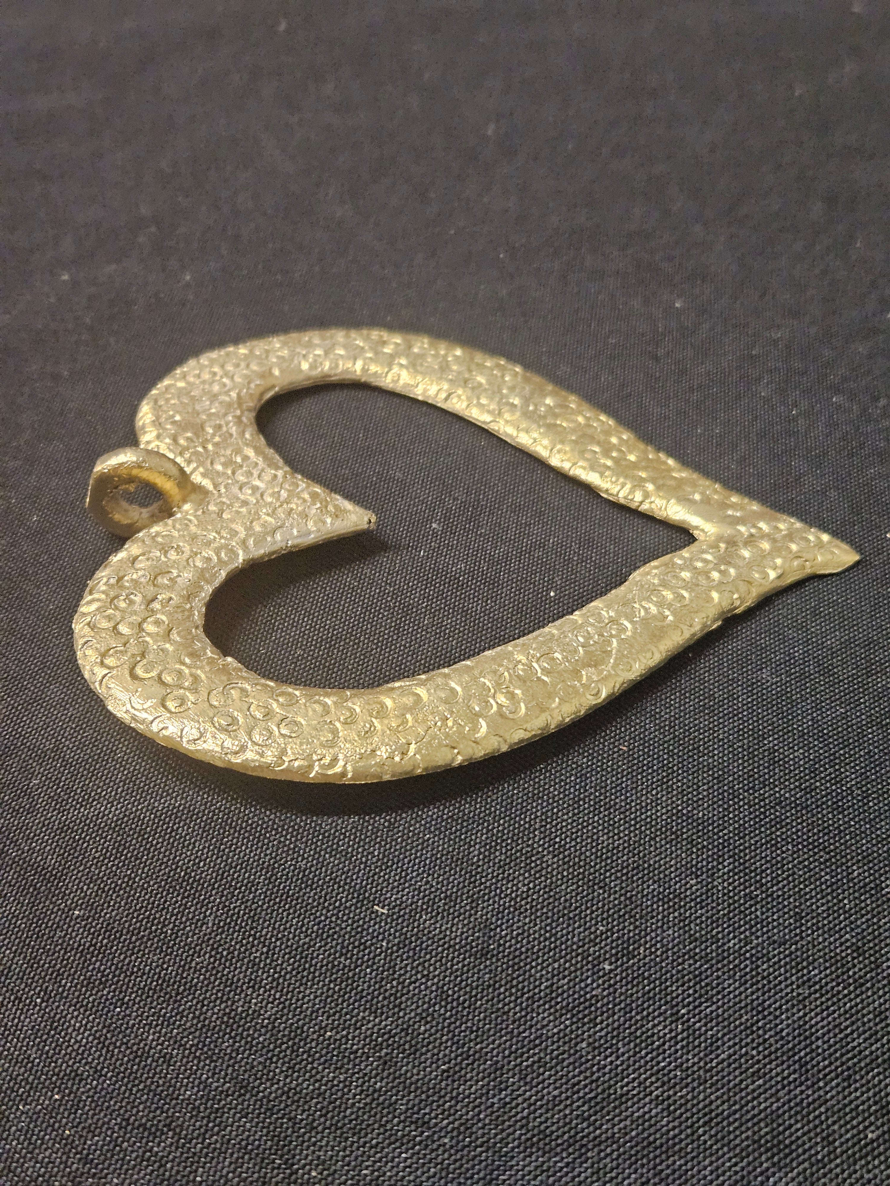 Large Handcrafted Akoma African Brass Pendant | Authentic Ghana Heart Adinkra Symbol
