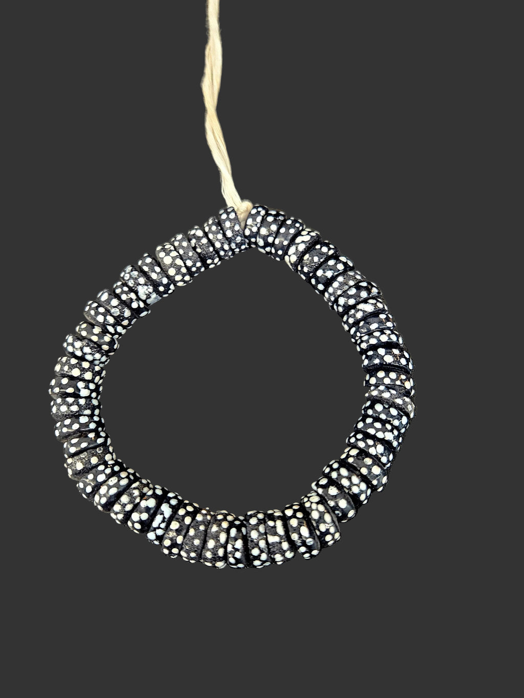 African Glass Beads – Painted Krobo Short Tubes, Black & White Krobo Beads