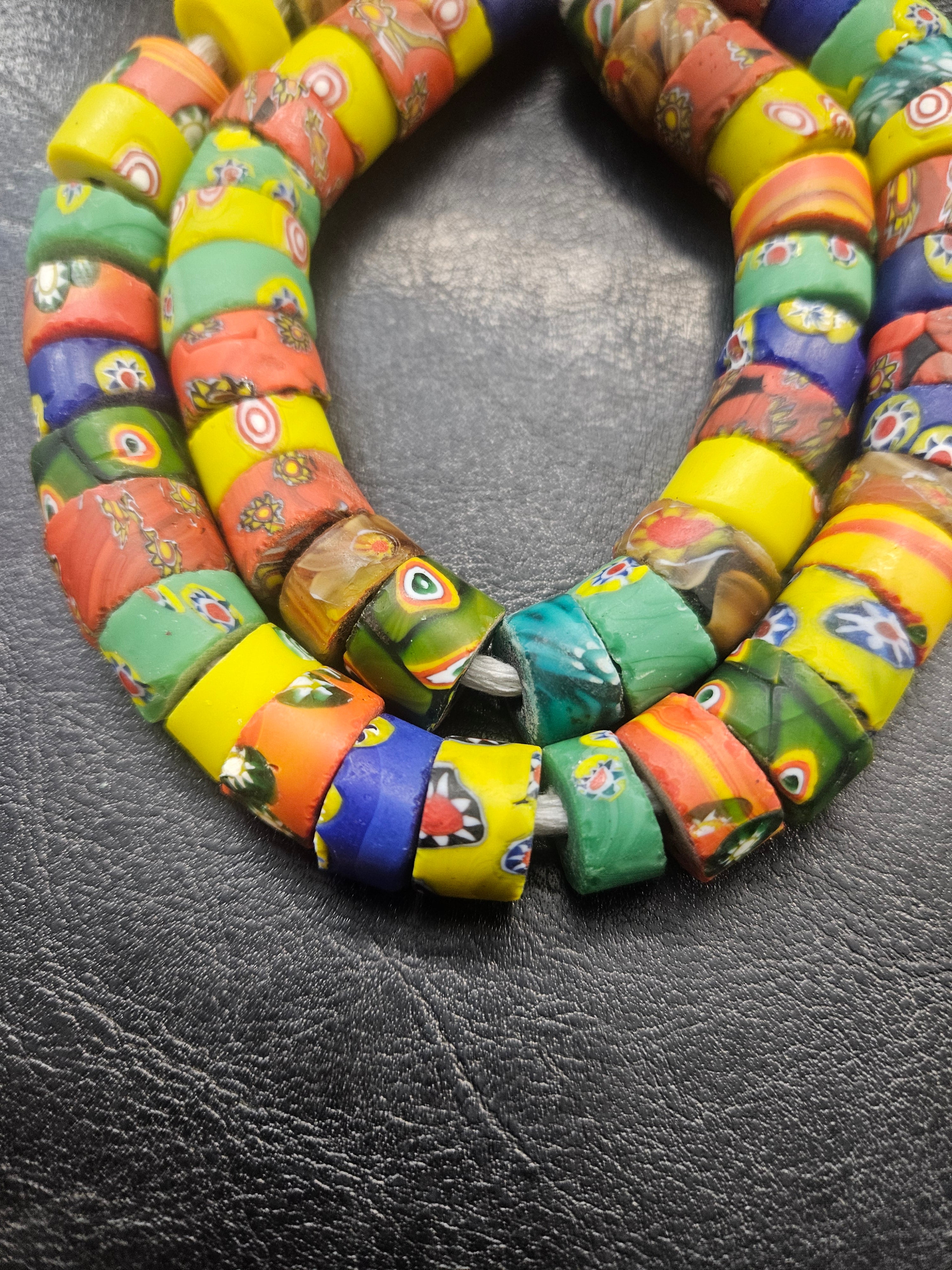 Assorted Millefiori-Style Trade Beads – Multicolor 8–10 × 14–15mm