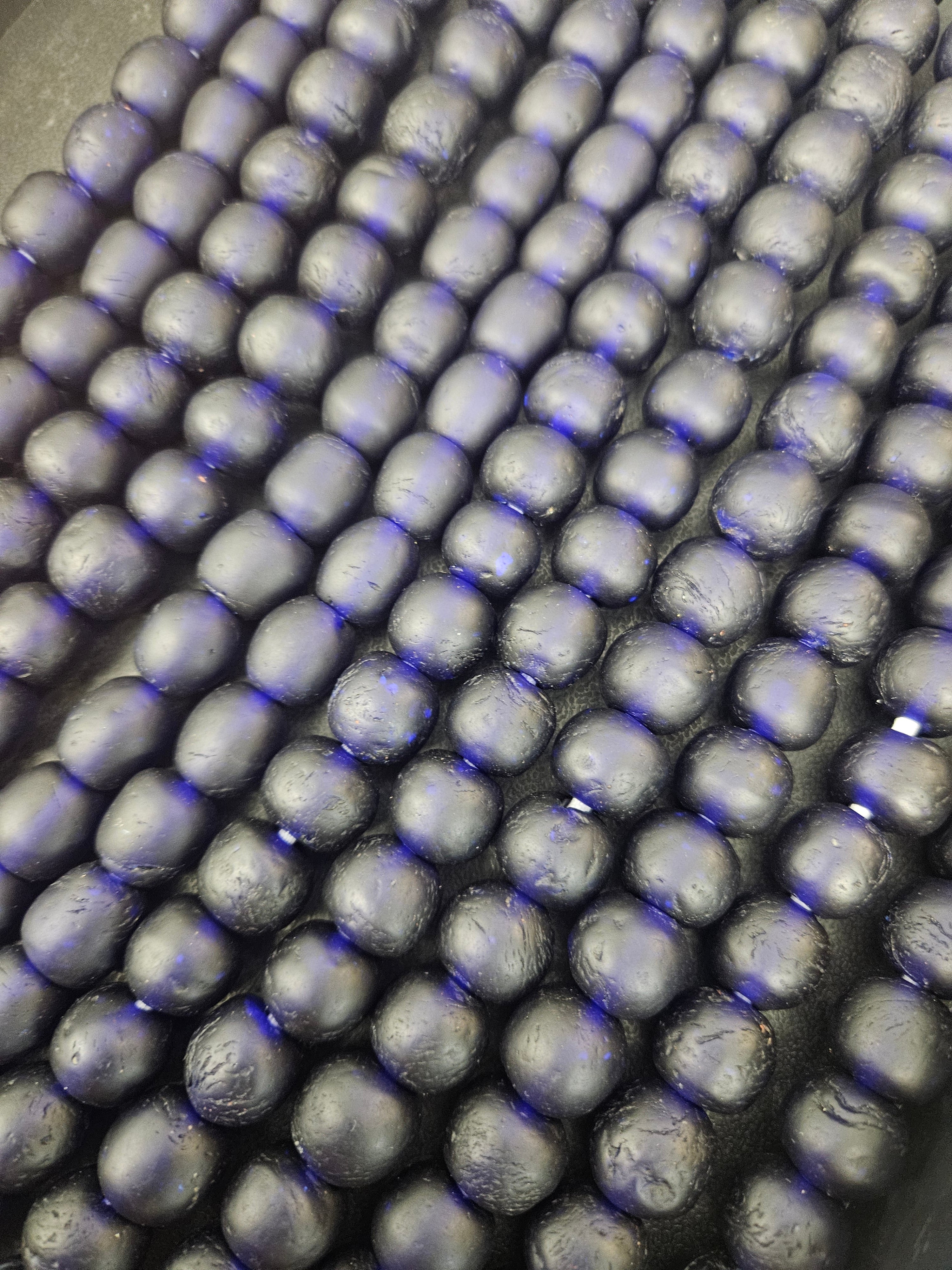 African Glass Beads – Deep Indigo Krobo Pocket Beads from Ghana