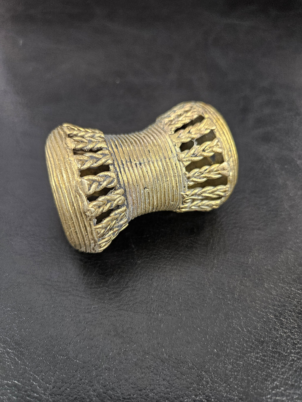 Oversized Ashanti Brass Talking Drum Bead | Ghana Statement Bead