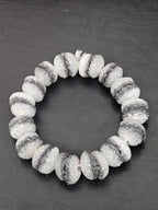 Black & White Krobo Sugar Glass Rondelle Beads | Handcrafted Recycled Glass Beads from Ghana | Approx. 30 Beads Per Strand