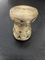 Oversized Ashanti Brass Talking Drum Pendant — Circular Openwork Design