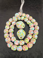 African Glass Bead Bundle – Multicolor Krobo Rounds + Focal Beads