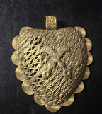 Large Akofena Ghana Brass Statement Pendant – Woven Geometric Focal