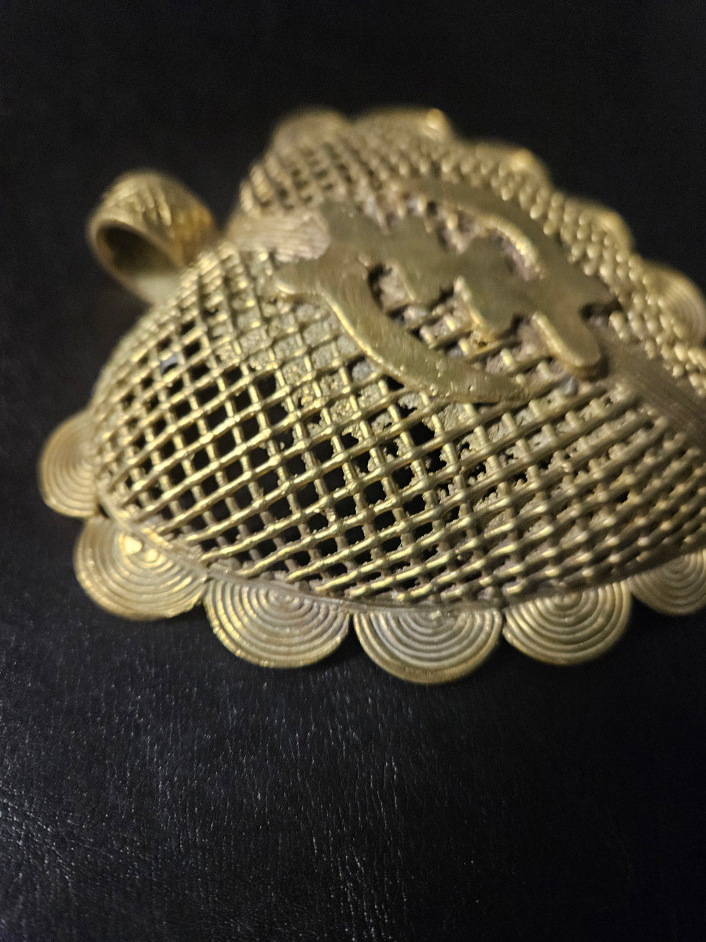 Oversized Gye Nyame Adinkra Symbol Brass Pendant Handmade in Ghana