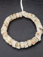 Ivory Confetti Krobo Sugar Glass Rondelle Beads | Handcrafted Recycled Glass Beads from Ghana | Approx. 32 Beads Per Strand