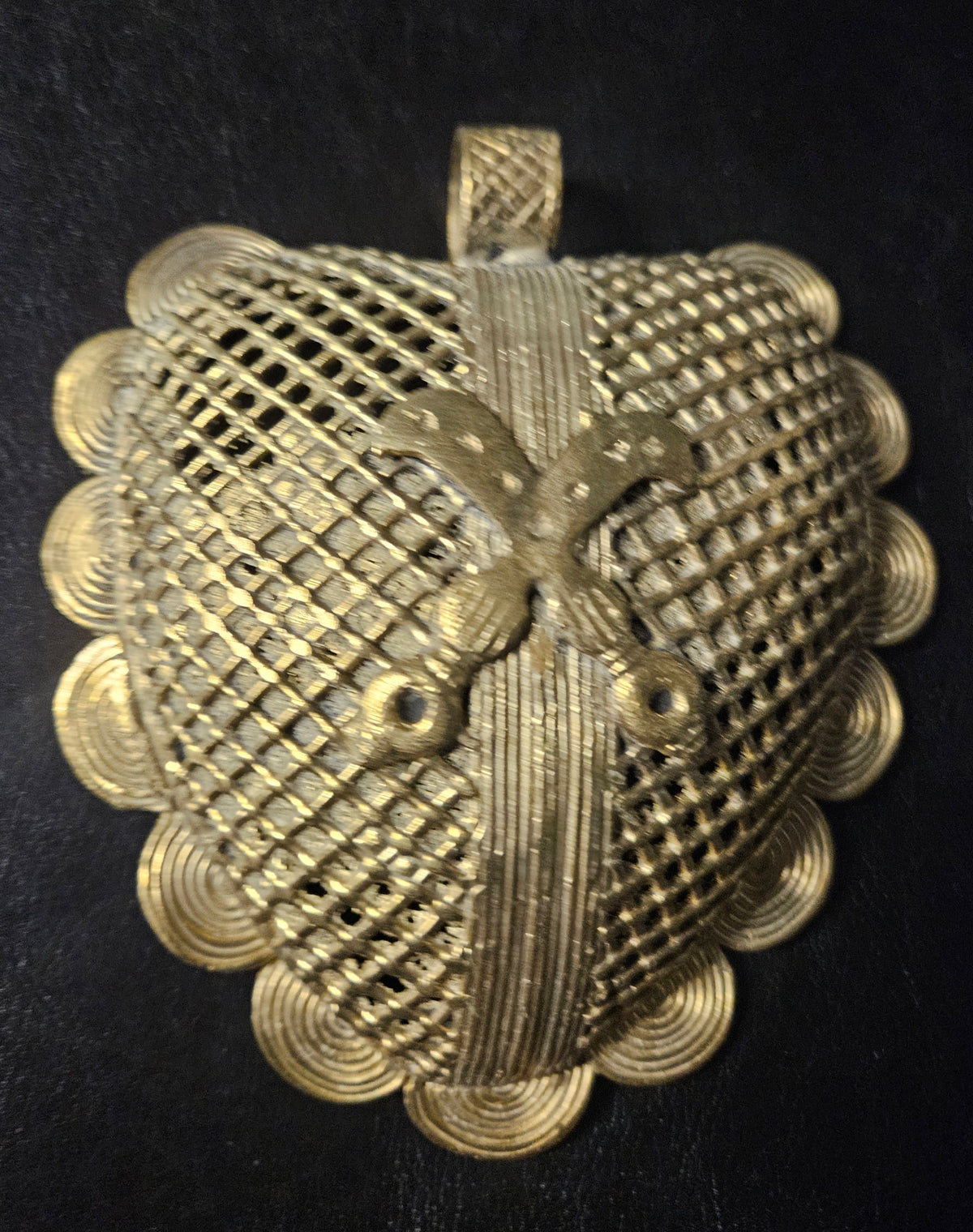 Oversized Akofena Adinkra Symbol Brass Pendant Handmade in Ghana
