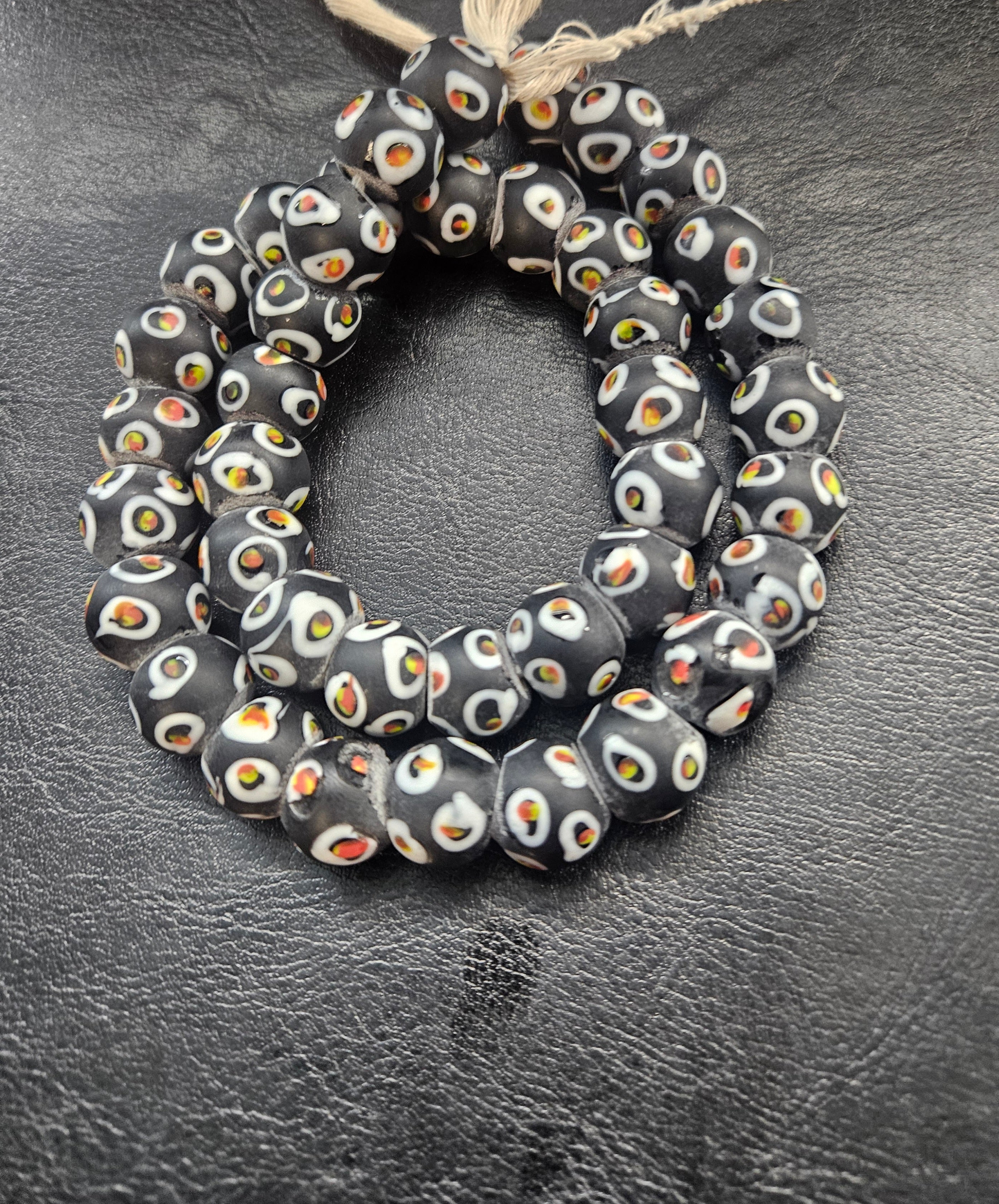 Designer Eye Trade Beads – Black, White & Multicolor 37–38 Beads
