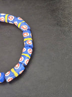 Royal Blue Krobo Painted Glass Tube Beads with Hand-Painted Eye Motifs | Ghana Recycled Glass Beads