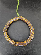 African Glass Beads – Painted Krobo Long Tubes, Brown & Gold