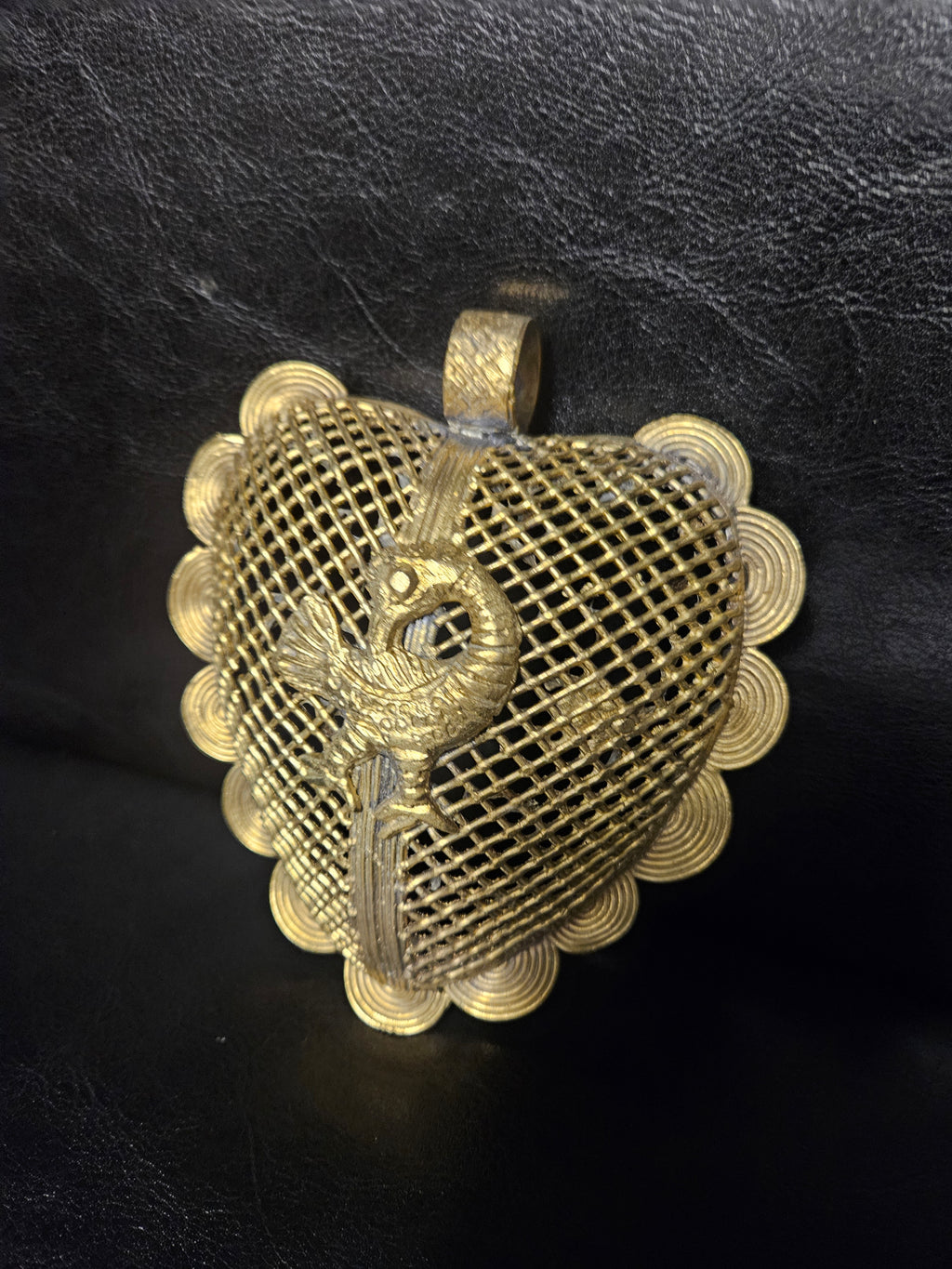 Sankofa Bird Ghana Brass Pendant – Oversized Adinkra Statement Focal