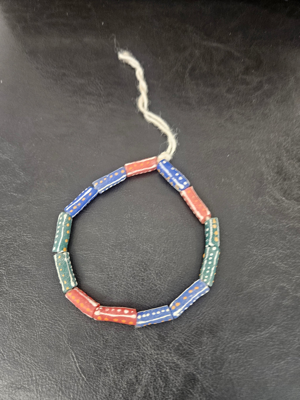 Multicolor Krobo Painted Glass Tube Beads | Handmade African Recycled Glass Beads from Ghana | Approx. 13 Beads