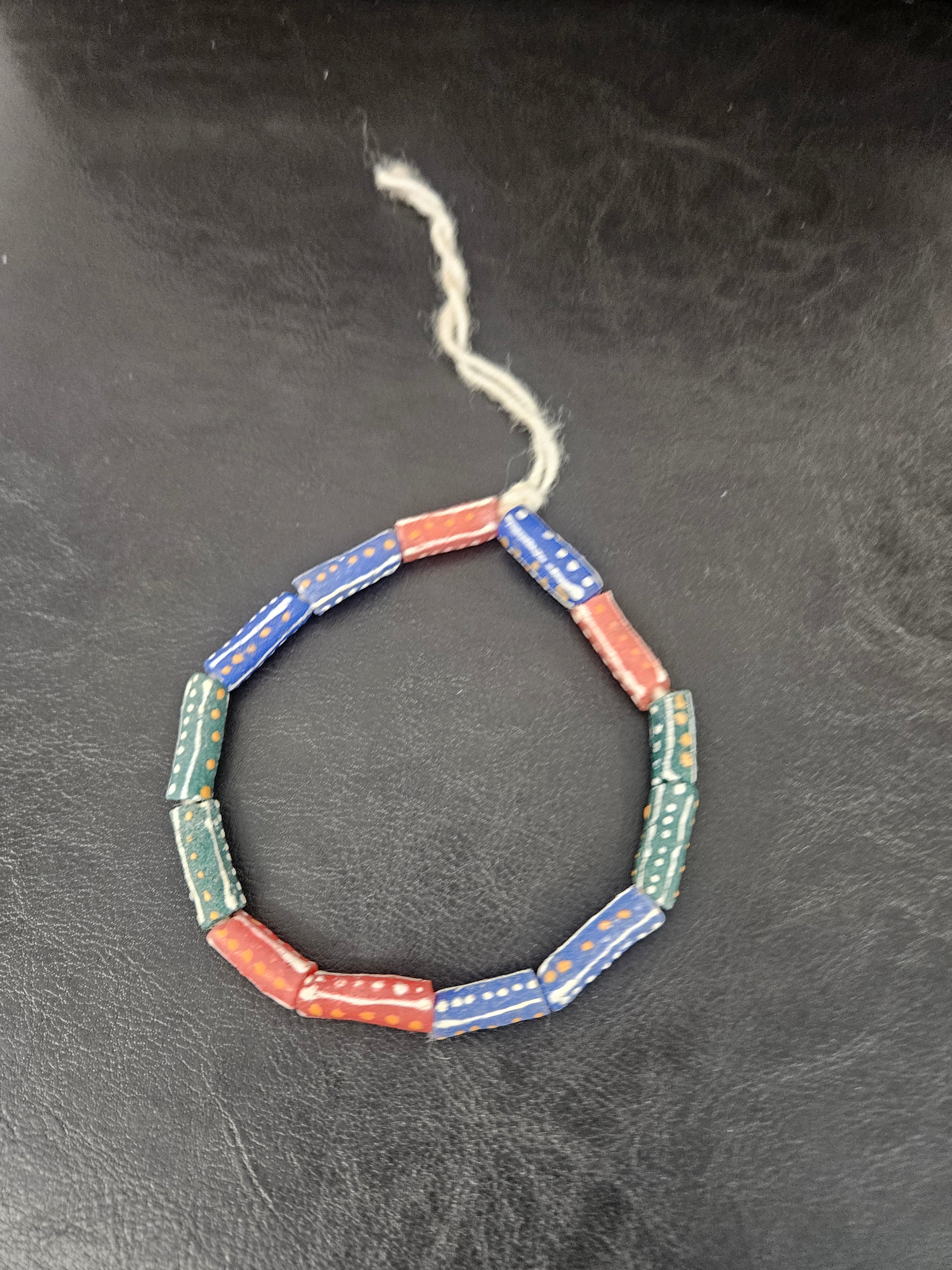 Multicolor Krobo Painted Glass Tube Beads | Handmade African Recycled Glass Beads from Ghana | Approx. 13 Beads