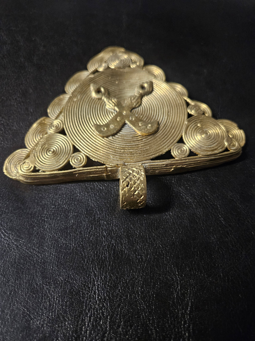 Akofena Adinkra Symbol African Brass Pendant – Handmade in Ghana