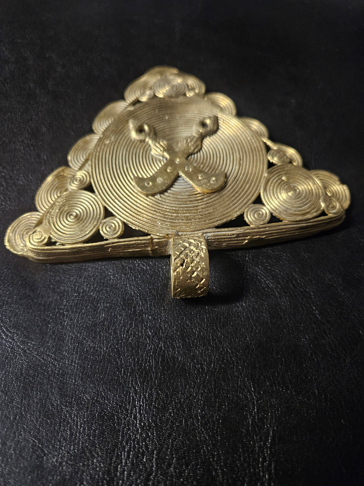 Akofena Adinkra Symbol African Brass Pendant – Handmade in Ghana