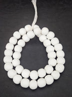 White Krobo Powdered Glass Round Beads | 13–14mm | Ghana | Approx. 40–41 Beads