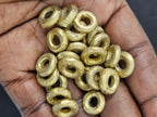Handcrafted Ashanti Brass Ring Spacer Beads | Large Hole African Brass Donut Beads from Ghana | Jewelry Making Components