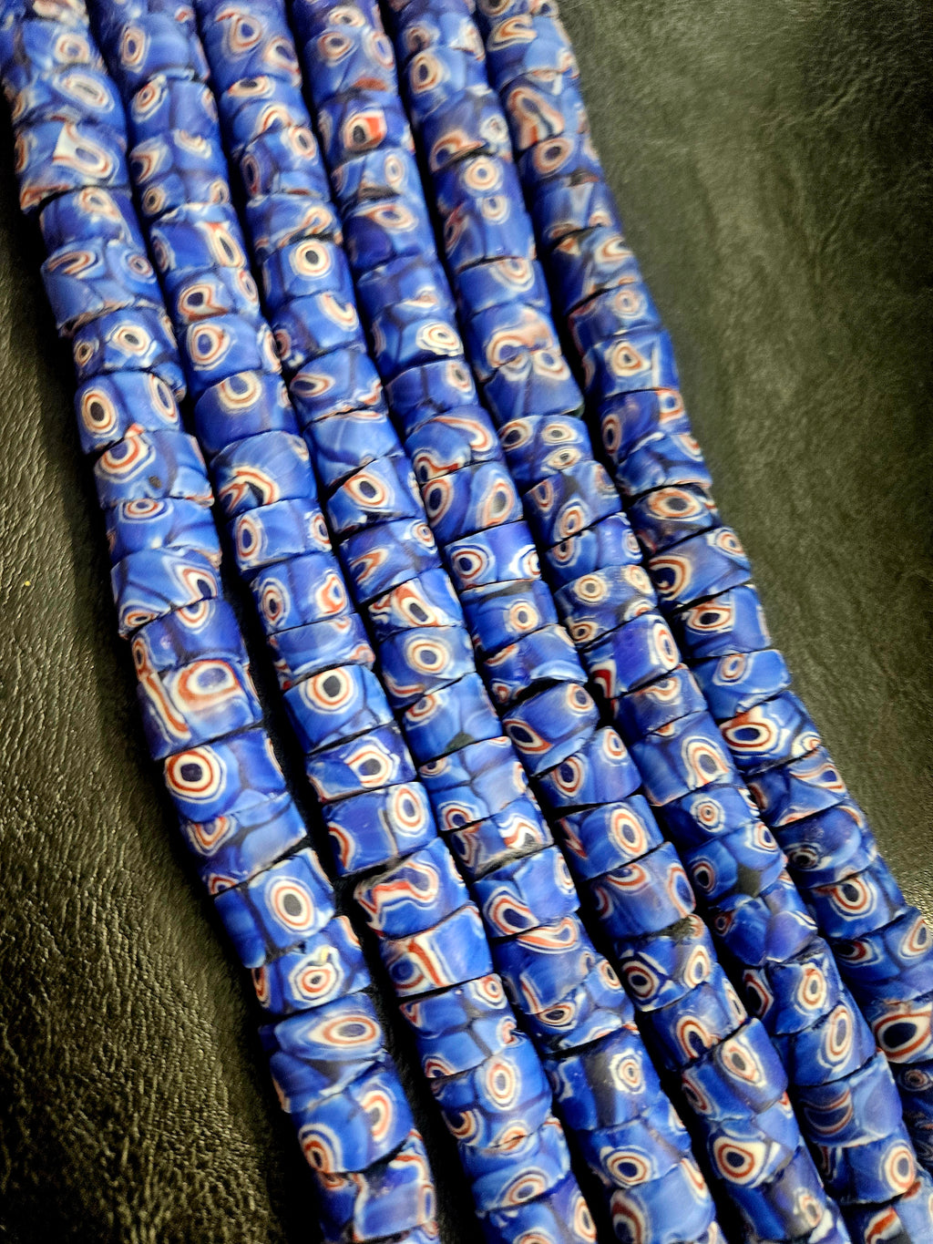 Blue Eye Trade Beads – Multicolor Pattern 8–10 × 14–15mm