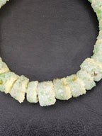 Green & Ivory Confetti Krobo Sugar Glass Short Tube Beads | Handcrafted Recycled Glass Beads from Ghana | Approx. 32 Beads Per Strand
