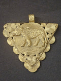 African Brass Tiger Pendant with Adinkrahene Symbol – Ghana