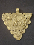 African Brass Tiger Pendant with Adinkrahene Symbol – Ghana