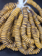 Handmade Golden Ochre & Brown Krobo Glass Spacer Beads, African Recycled Glass Beads, Ghana Jewelry Making Supplies