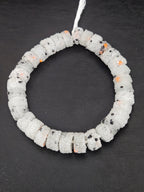 White Confetti Krobo Sugar Glass Short Tube Beads | Handcrafted Recycled Glass Beads from Ghana | Approx. 32 Beads Per Strand