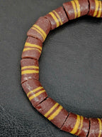 Brown Striped Krobo Kente Glass Beads | Handcrafted Powdered Glass Beads from Ghana | Approx. 17 Beads