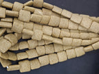 Sand Beige Bead Shape Organic Pillow Cube (Flat Cube) handcrafted Ghanaian recycled glass beads