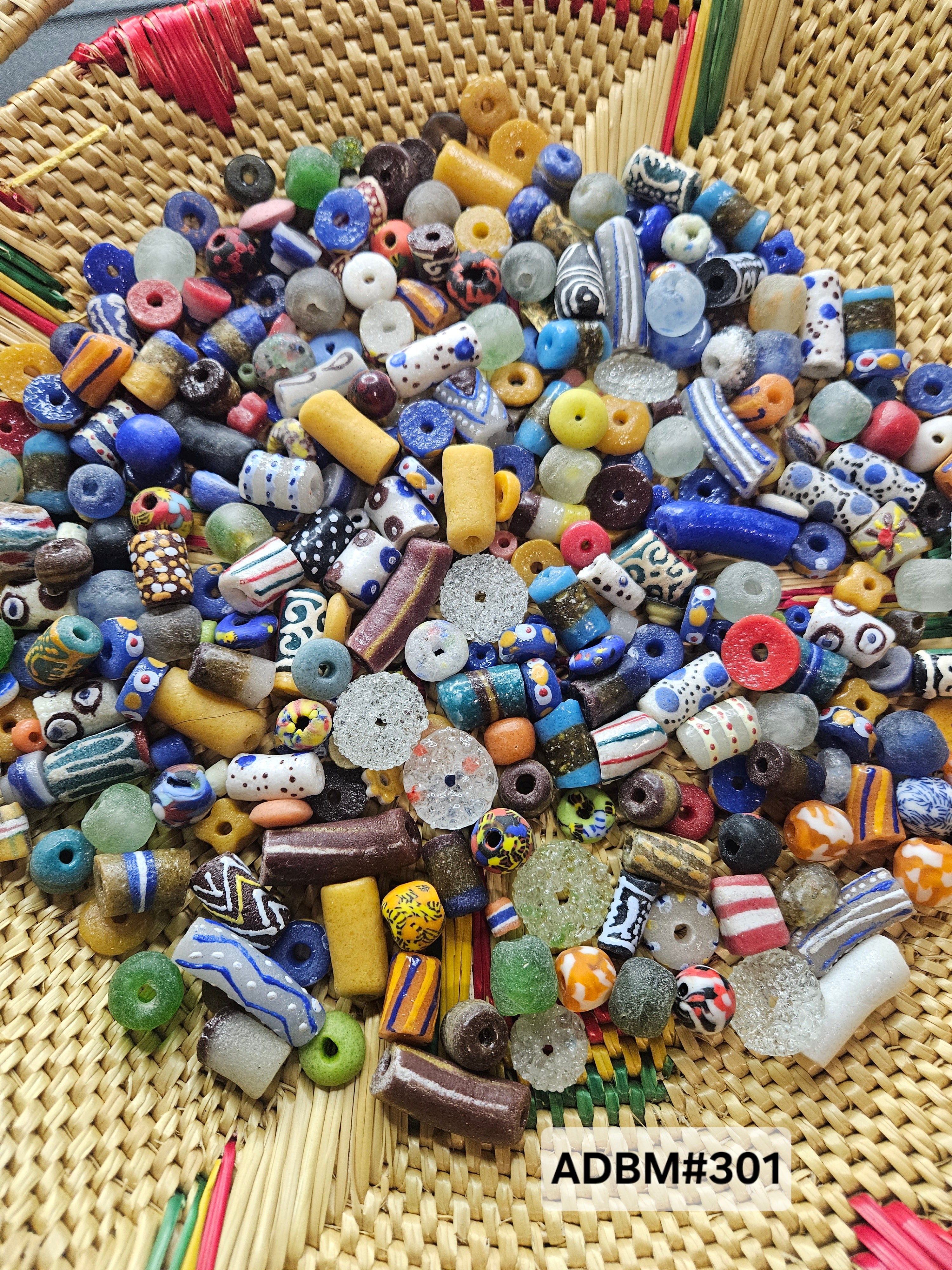 Assorted Krobo Recycled Glass Beads Mix – 300+ Beads