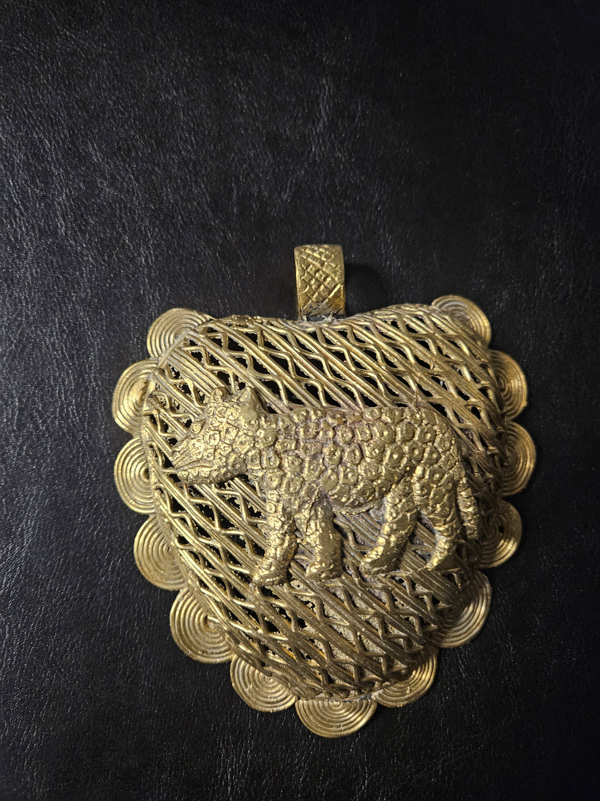 Large Ghana Brass Tiger Statement Pendant – Adinkrahene Design