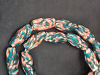 XL Teal & Coral Fused Krobo Recycled Glass Beads | Handmade Ghana Statement Beads