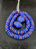 African Glass Bead Bundle – Cobalt Blue Krobo Rondelles + Focal Beads