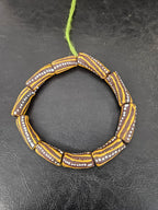 African Glass Beads – Painted Krobo Long Tubes, Brown & Gold